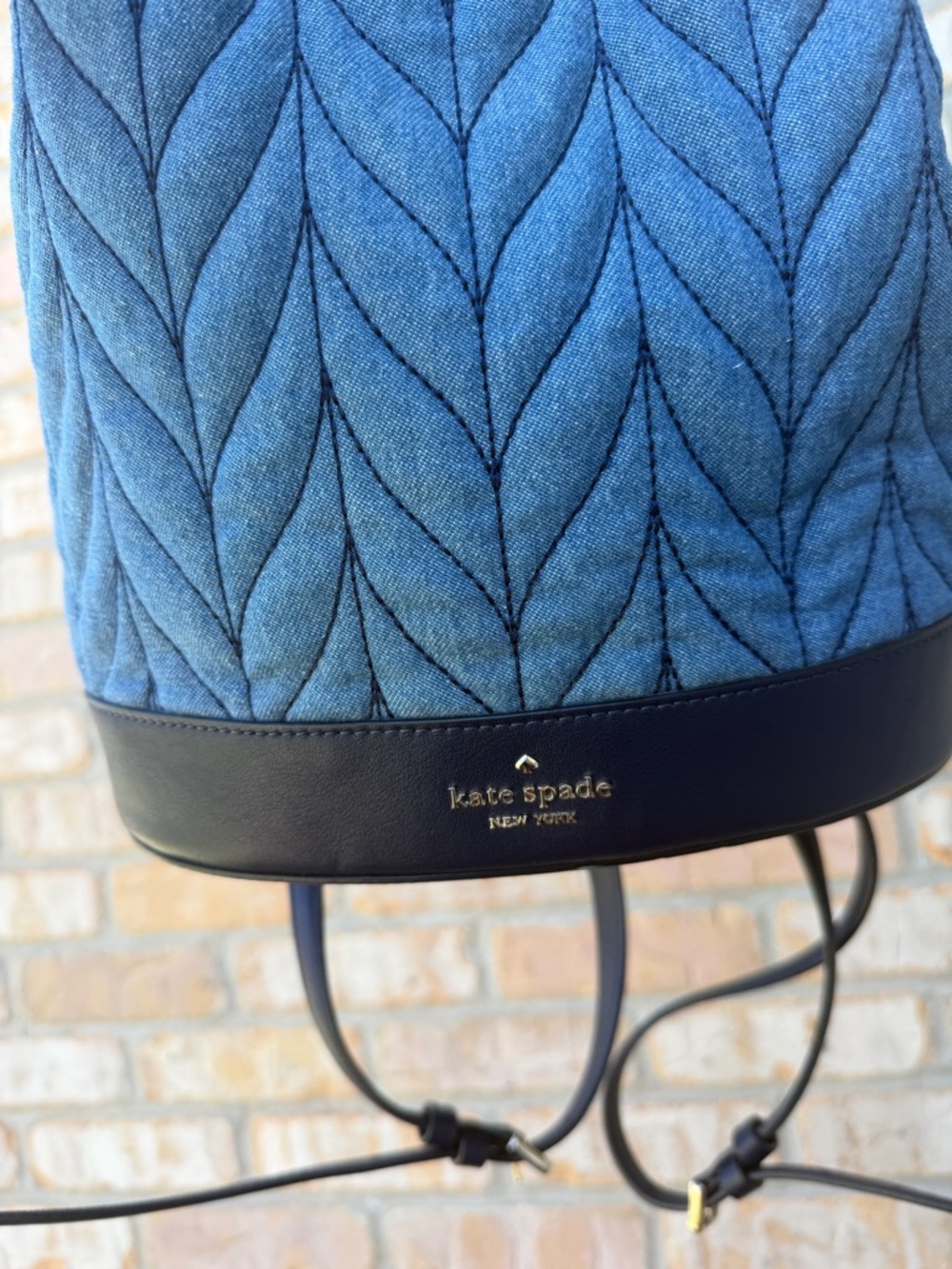 KATE SPADE Denim Quilted Backpack Briar Lane Blue Chain - Picture 6 of 8